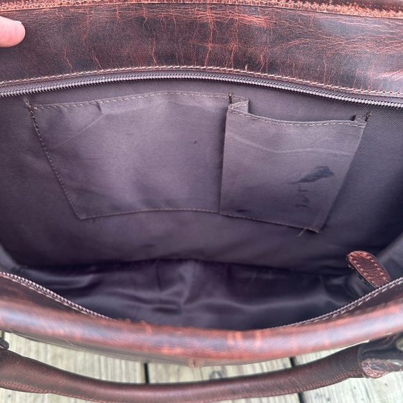 🌻LAST ONE! TOOLED LEATHER COWHIDE SUNFLOWER LAPTOP BAG PURSE w/ BELT STRAP🌻 - Picture 9 of 12